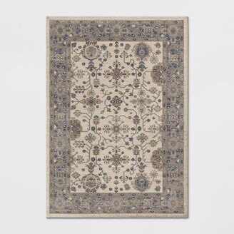 9'x12' Jewel Boarder Persian Style Woven Area Rug Cream