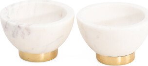 Set Of 2 Marble Bowls With Gold Tone Base