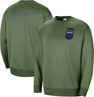 Women's Olive Duke Blue Devils Military-Inspired Collection All-Time Performance Crew Pullover Sweatshirt