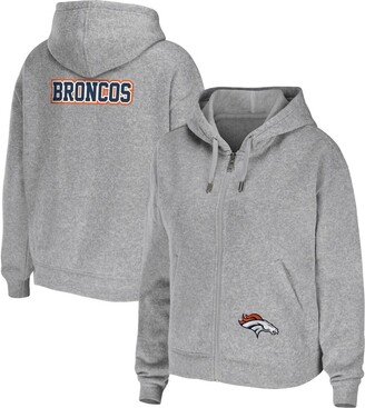 Women's Wear by Erin Andrews Heather Gray Denver Broncos Plus Size Full-Zip Hoodie