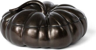 Bronze Lidded Ceramic Pumpkin Bowl