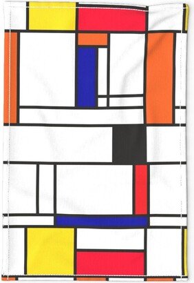 Geometric Tea Towel - Modernist Geo By Veerapfaffli Contemporary Abstract Squares Pop Art Linen Cotton Canvas Spoonflower