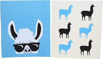 Abbott Collection Swedish Dish Cloth Llama With Shades Dishcloths - Two Swedish Dishcloths 8 Inches - Eco-Friendly - 84Asdab43 - Cellulose - Multicolored