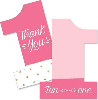 Big Dot Of Happiness 1st Birthday Girl - Fun to be One - Shaped Thank You Cards with Envelopes 12 Ct