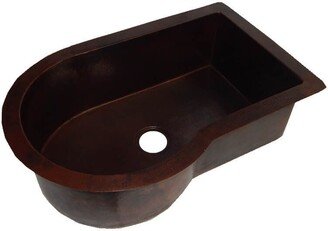 028-Cks Copper Kitchen Mexican Sink Rectangular Curved Single Well Drop in 33