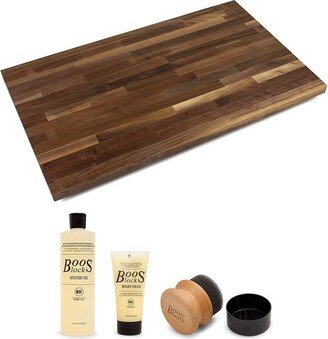 Walnut Wood 12 x 25 Inches Cutting Board and 3 Piece Maintenance Set