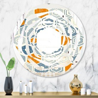 Designart 'Retro Hexagon Pattern IX' Printed Modern Round or Oval Wall Mirror - Whirl