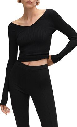 V-Neck Rib Crop Sweater