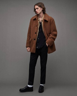 Albian Teddy Cloth Relaxed Fit Coat - Toffee Brown