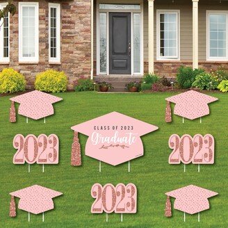 Big Dot Of Happiness Rose Gold Grad - Outdoor Lawn Decor - 2023 Graduation Yard Signs - Set of 8