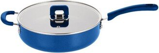 Sauté Pan W/ Lid-Non-Stick Stylish Kitchen Cookware W/ Foldable Knob, 3.7 Quart (Blue)