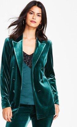 Women's Velvet Faux Double-Breasted Blazer, Created for Macy's