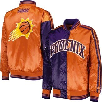 Women's Starter Purple, Orange Phoenix Suns Split Colorblock Satin Full-Snap Varsity Jacket - Purple, Orange