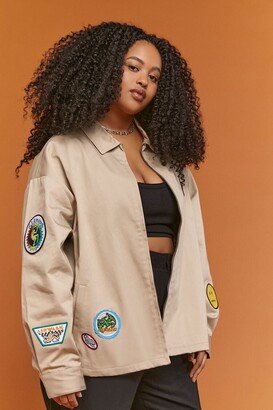 Plus Size Airwalk Patch Zip-Up Jacket