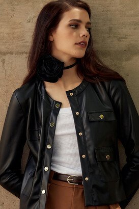 Cropped Faux Leather Jacket