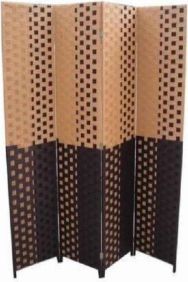 Paper Straw Weave 4 Panel Screen with 2 Inch Wooden Legs - 66.75 H x 1 W x 70.5 L Inches