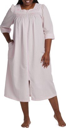 Plus Size Long Zipper Seersucker Robe