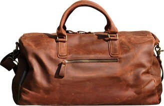 Touri Genuine Leather Gym Bag With Shoe Storage - Russet Brown