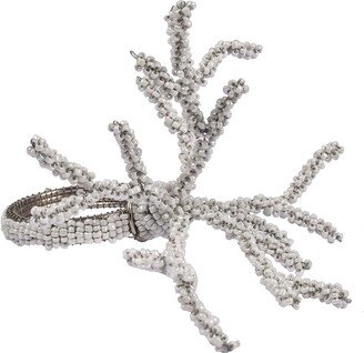 Luster White Beaded Napkin Ring - Reef Madness Glass Quality Beadwork Designed Rings