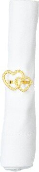 Gold Heart Wedding Napkin Ring Set of 6