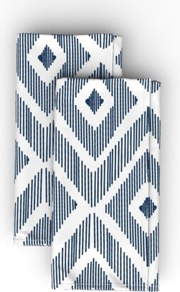 Cloth Napkins: Ikat - Navy Cloth Napkin, Longleaf Sateen Grand, Blue