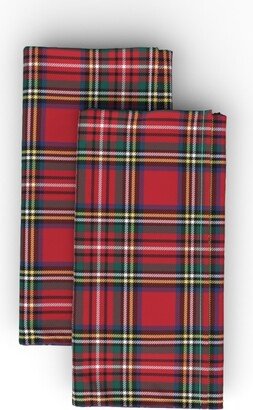 Cloth Napkins: Royal Stewart Tartan Style Repeat Perfect For Christmas Cloth Napkin, Longleaf Sateen Grand, Red