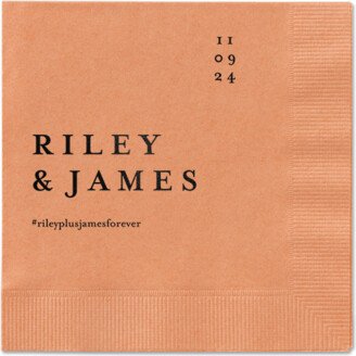 Wedding Napkins: Weathered Wash Napkin, Black, Coral