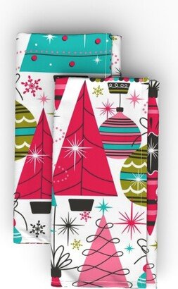 Cloth Napkins: Deck The Halls - Maximalist Christmas Retro - Multi On White Cloth Napkin, Longleaf Sateen Grand, Multicolor