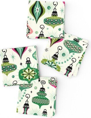 Mid Mod Ornaments Cocktail Napkins | Set Of 4 - Vintage Christmas By Studioxtine Retro Cloth Spoonflower