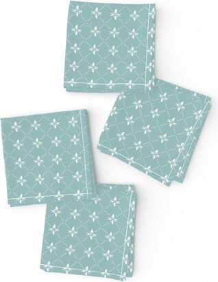 Blue Snowflakes Cocktail Napkins | Set Of 4 - Snowflake By Erinanne Mint Holiday Christmas Watercolor Candy Cloth Spoonflower