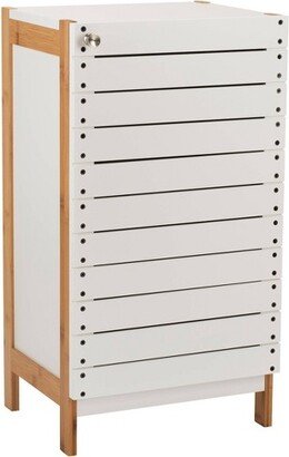 Deluxe Bamboo Floor Cabinet with Accent Slats Brown/White