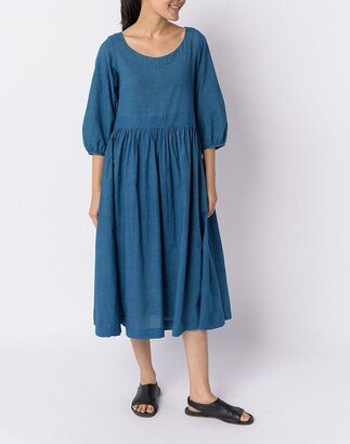 World of Crow Indigo Gathered Midi Dress