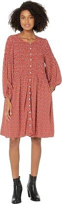 Challis Button-Front Mini Dress in Tiny Daisy (Ground Madder) Women's Dress