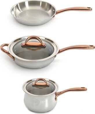 Ouro 18/10 Stainless Steel 5 Piece Starter Cookware Set with Glass Lids