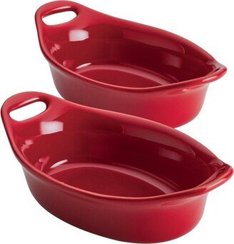 Ceramic 12oz Set of 2 Oval Au Gratins Red