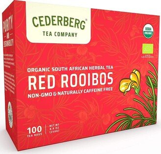 Cederberg Tea Company Red Rooibos Tea, USDA Organic, Naturally Caffeine Free - 100 Compostable Tea Bags