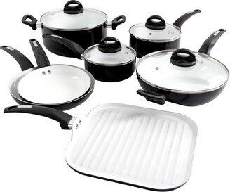 Herstal 11 Piece Aluminum Cookware Set in Black