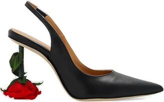 Rose Pointed Toe Slingback Pumps