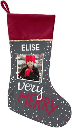 Christmas Stockings: Very Merry Christmas Stocking, Red, Gray