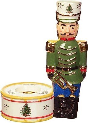 Christmas Tree Nutcracker Candle Holder, 7-Inch Christmas Home Décor for Mantel, Table, or Kitchen Counter