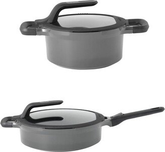 Gem Stay Cool Non-stick Cast Aluminum 4Pc Cookware Set With Silicone Rim