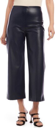 Wide Leg Crop Faux Leather Pants-AA