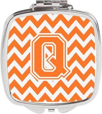 CJ1046-QSCM Letter Q Chevron Orange & White Compact Mirror