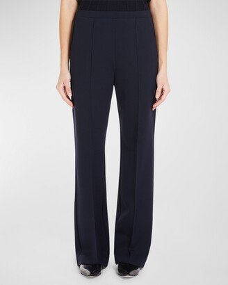 Cropped Straight-Leg Pintuck Pants