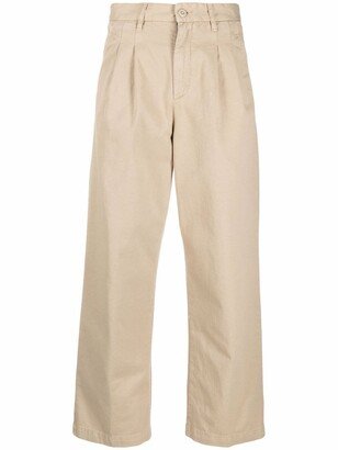 Cara pleated straight-leg trousers