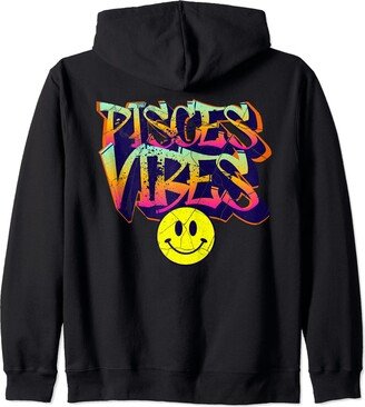 Starlight Threads Pisces Vibes Graffiti Zodiac Birthday Design Product Zip Hoodie