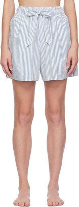 White & Blue Striped Pyjama Shorts