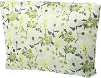 Unique Bargains Travel Canvas Floral Zipper-Closure Light Green Blue 1 Pc