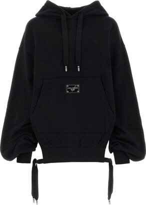 Logo Plaque Drawstring Hoodie