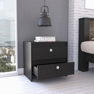 Black Rectangle 2-Drawer Nightstand